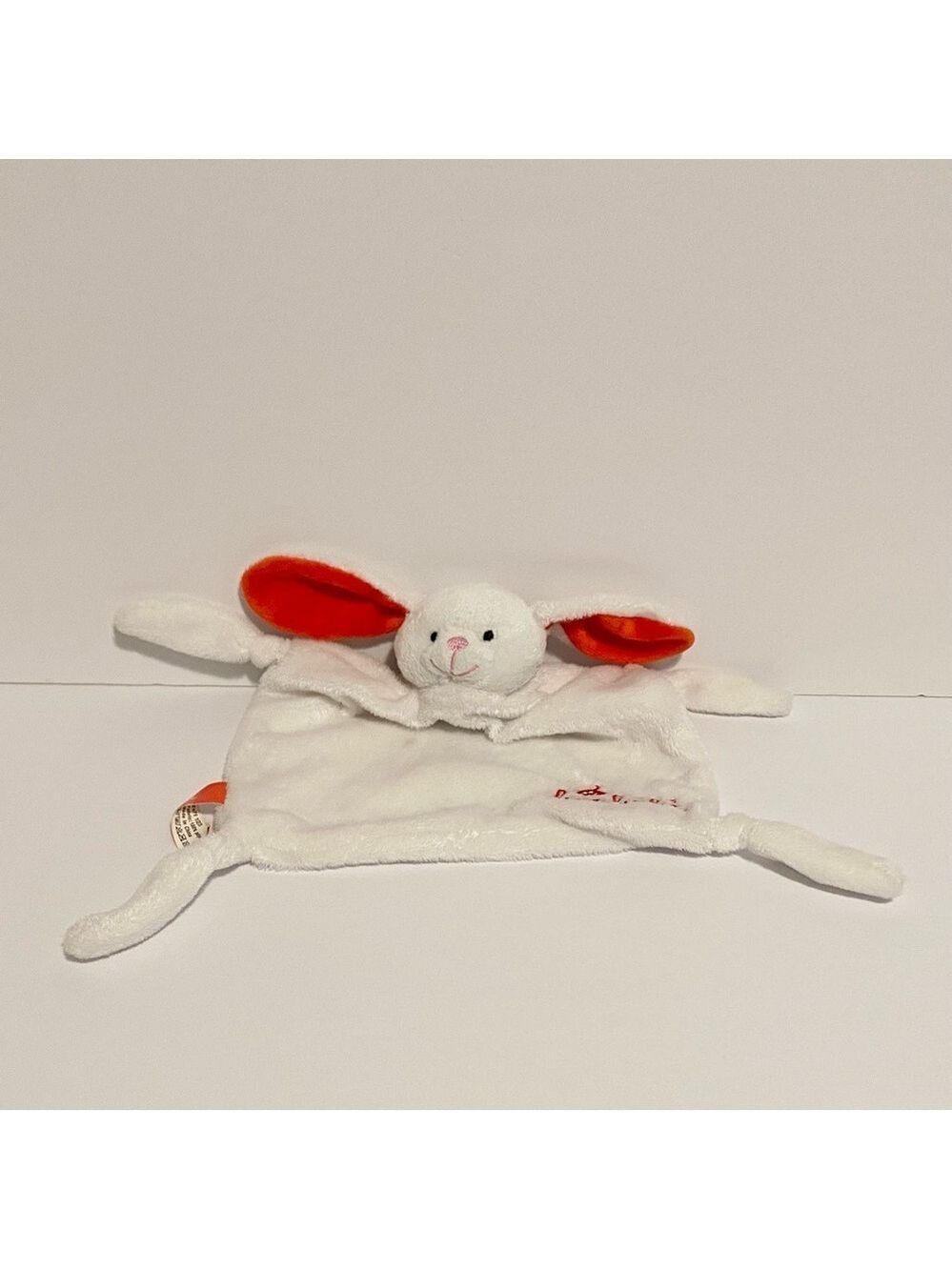 Bon Bebe Bunny Lovey White Red Baby Security Blanket Plush Soft Cuddle Toy